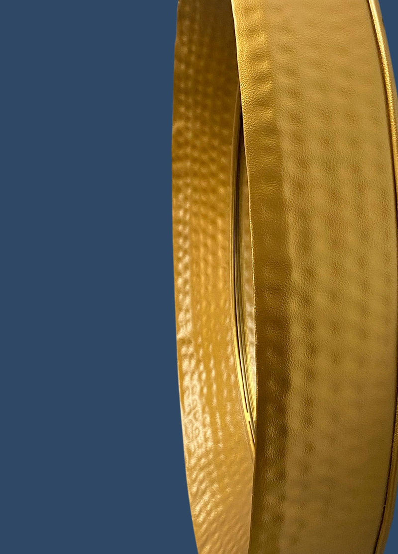 Wandspiegel Rund Gold 60 cm mit Hammerschlag-Rahmen, Flurspiegel Eisen