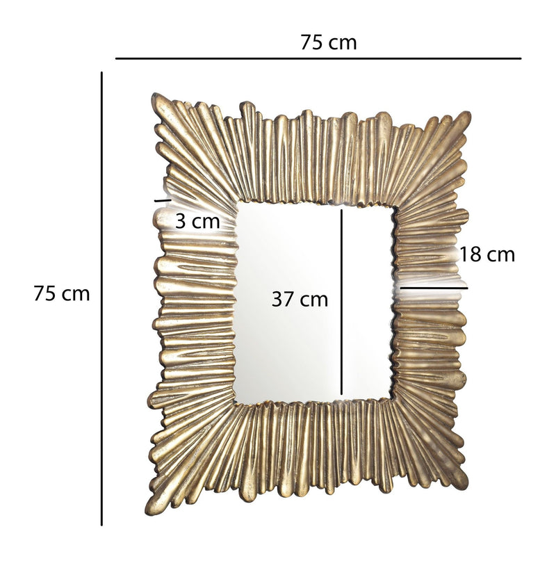 Wandspiegel Sonnenstrahlen-Design 75x75 cm Gold mit Aluminiumrahmen