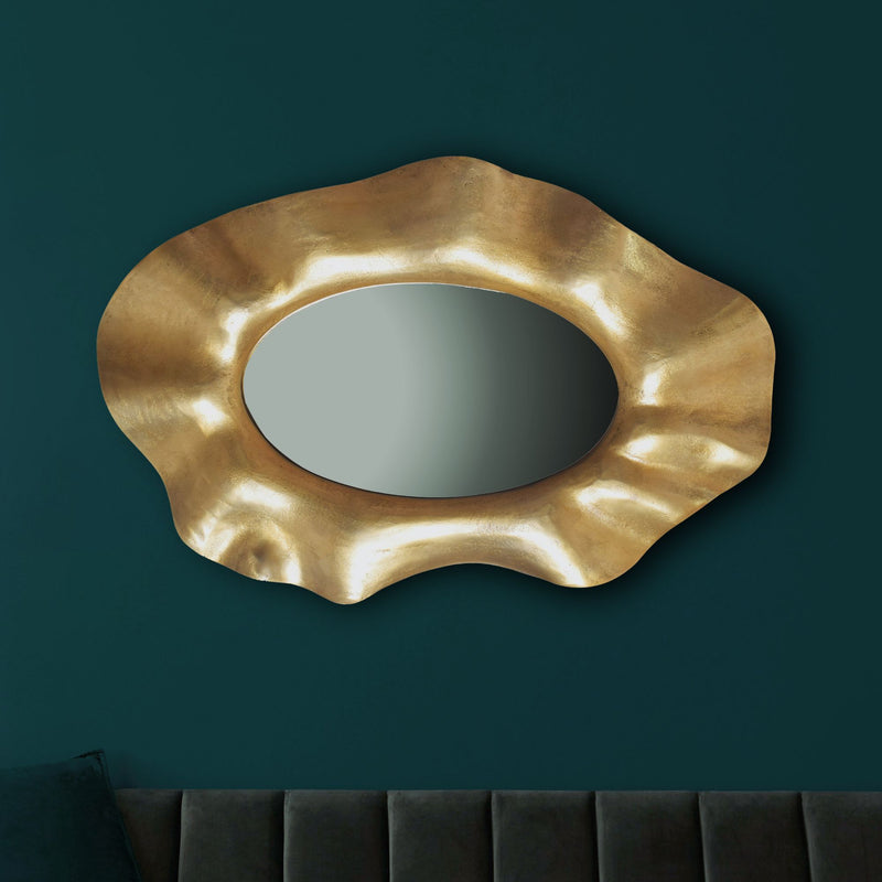 Wandspiegel Asymmetrisch Gold 60x90 cm, Aluminium-Flurspiegel Modern