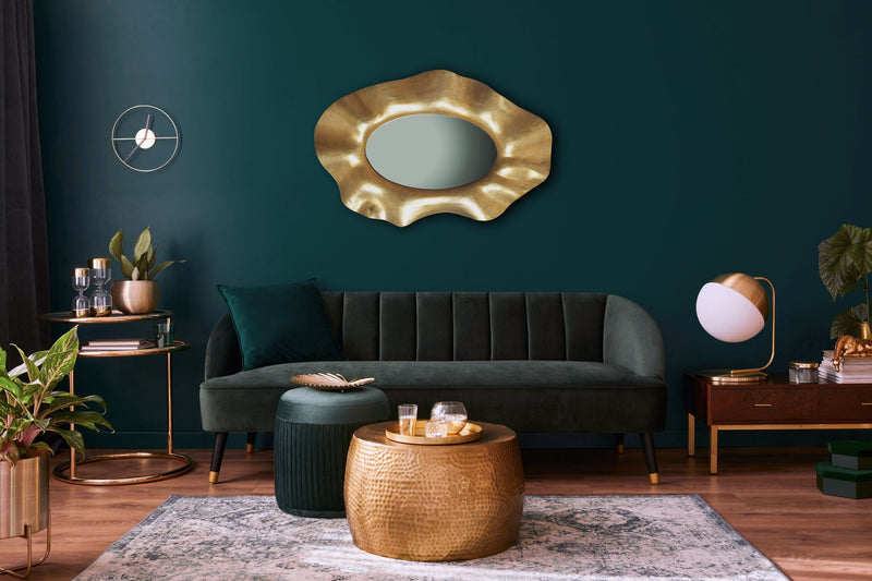 Wandspiegel Asymmetrisch Gold 60x90 cm, Aluminium-Flurspiegel Modern