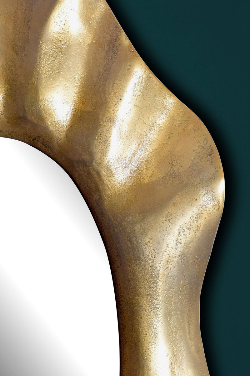Wandspiegel Asymmetrisch Gold 60x90 cm, Aluminium-Flurspiegel Modern