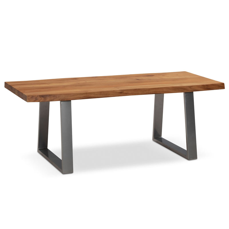 Couchtisch Akazie Massivholz 120x60x46 cm, Baumkante mit Chromgestell