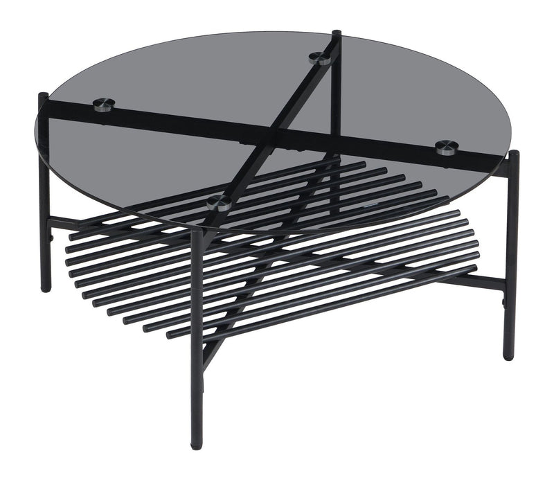 Couchtisch Rund 80 cm Glas & Metall Schwarz Wohnling Industrial Design