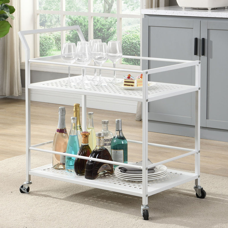 Servierwagen Weiß mit Rollen & Bremsen – Barwagen für Küche, Esszimmer