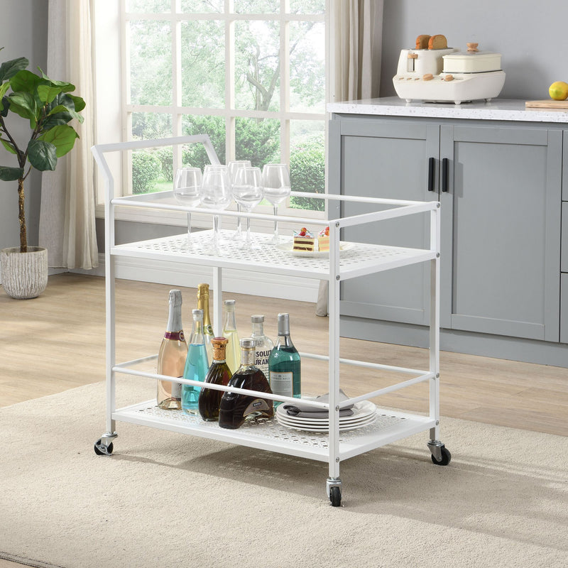 Servierwagen Weiß mit Rollen & Bremsen – Barwagen für Küche, Esszimmer
