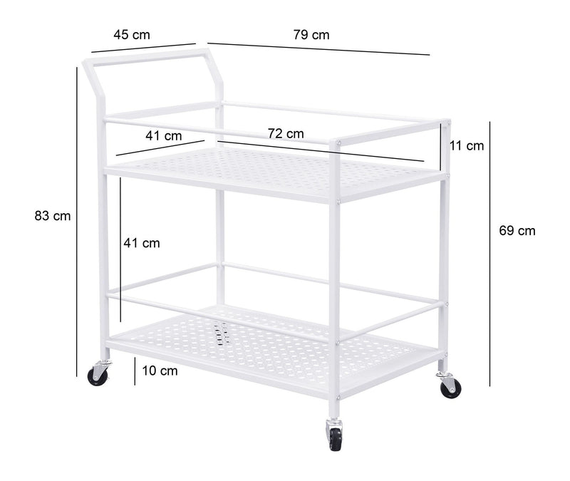 Servierwagen Weiß mit Rollen & Bremsen – Barwagen für Küche, Esszimmer