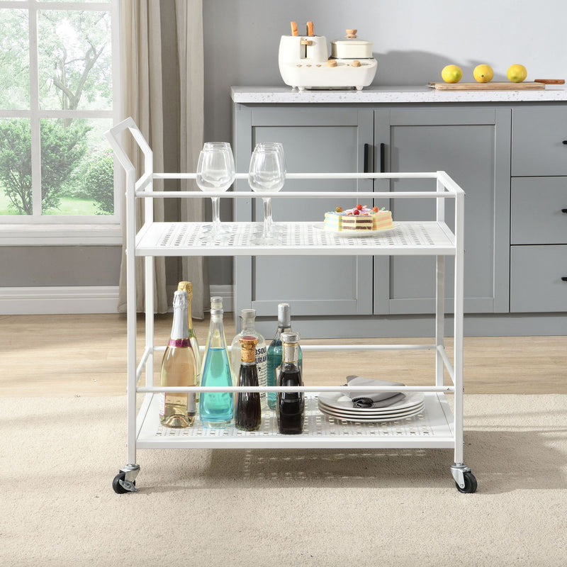 Servierwagen Weiß mit Rollen & Bremsen – Barwagen für Küche, Esszimmer