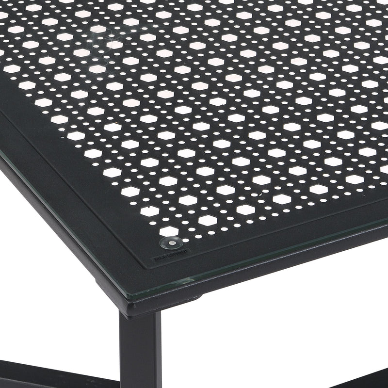 Couchtisch Schwarz 100 cm Glas & Metall im Industrial-Design