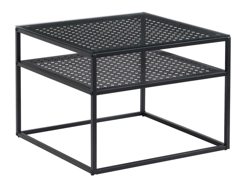 Couchtisch Glas Metall Schwarz 60x60x45 cm mit Ablage von Wohnling