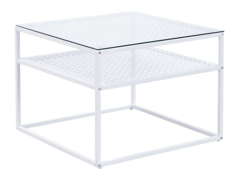 Wohnling Couchtisch Glas Metall Weiß, Quadratisch 60x60 cm mit Ablage