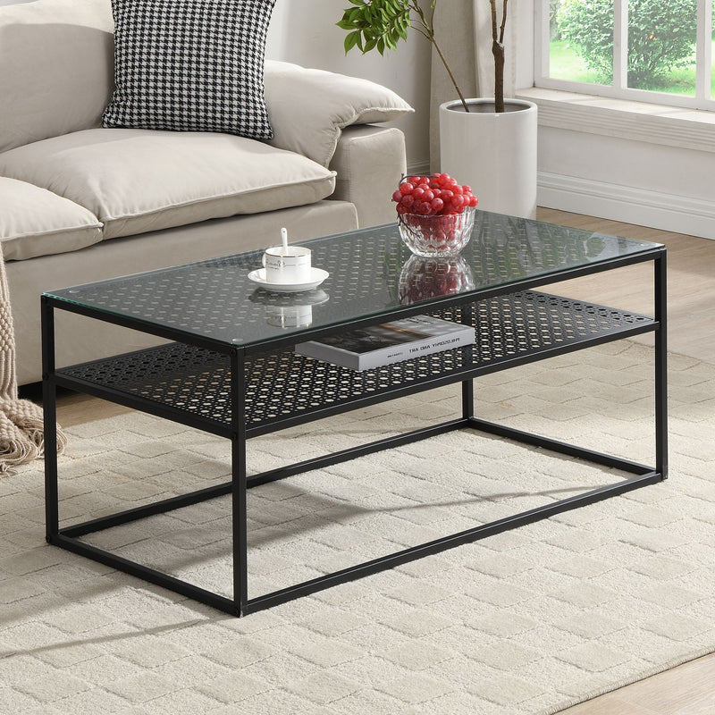 Couchtisch Glas Rechteckig 100 cm Schwarz im Loft-Design von Wohnling