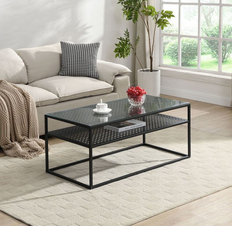 Couchtisch Glas Rechteckig 100 cm Schwarz im Loft-Design von Wohnling