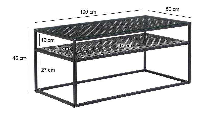 Couchtisch Glas Rechteckig 100 cm Schwarz im Loft-Design von Wohnling