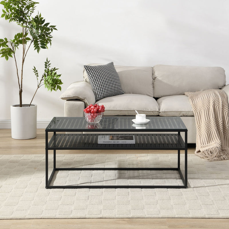 Couchtisch Glas Rechteckig 100 cm Schwarz im Loft-Design von Wohnling