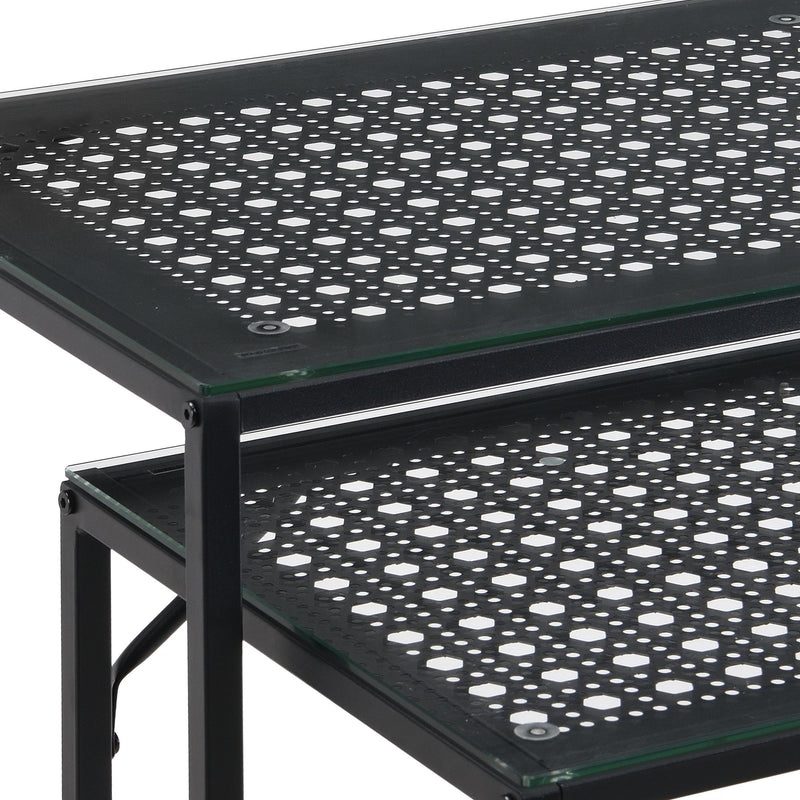 Konsolentisch-Set Schwarz mit Glasplatte im Industrial-Design