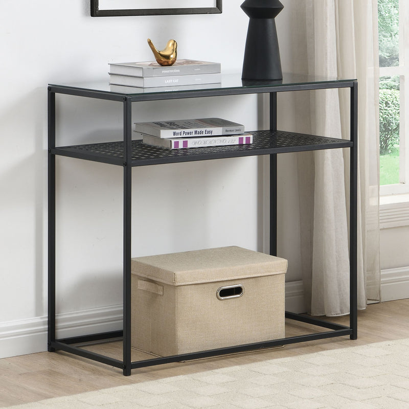 Konsolentisch Glas Schwarz 80x40x77 cm mit Metallgestell für Flur