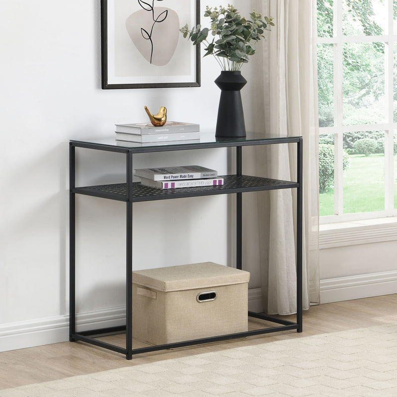 Konsolentisch Glas Schwarz 80x40x77 cm mit Metallgestell für Flur