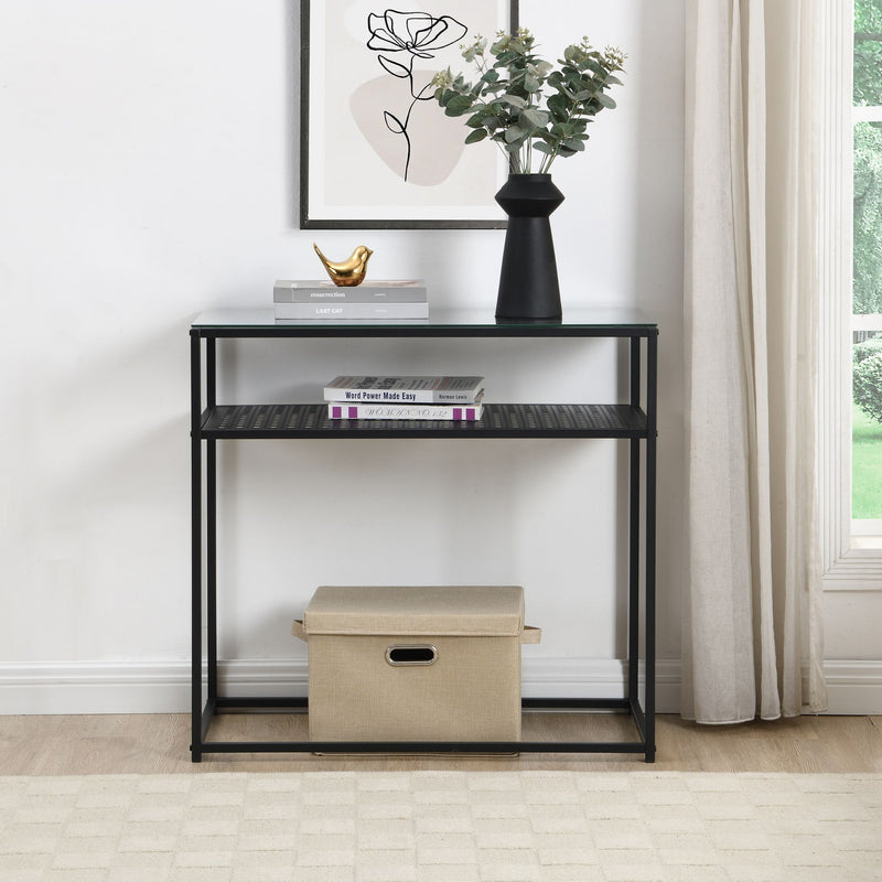 Konsolentisch Glas Schwarz 80x40x77 cm mit Metallgestell für Flur
