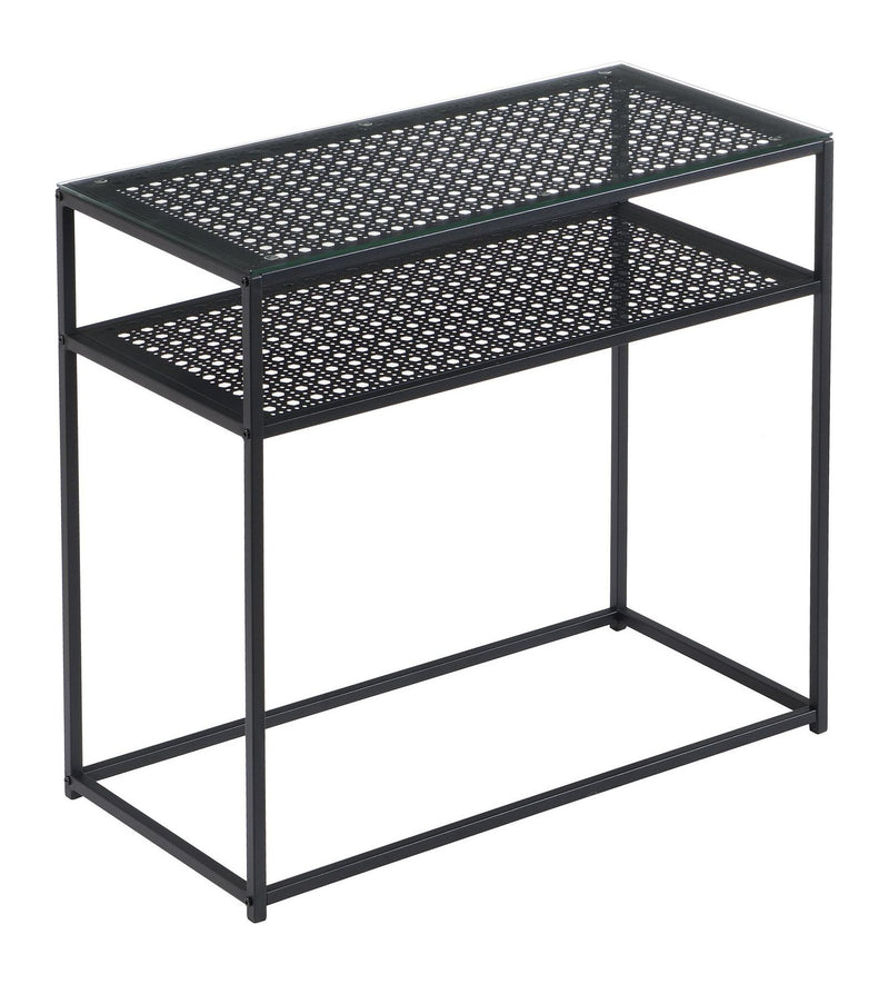 Konsolentisch Glas Schwarz 80x40x77 cm mit Metallgestell für Flur