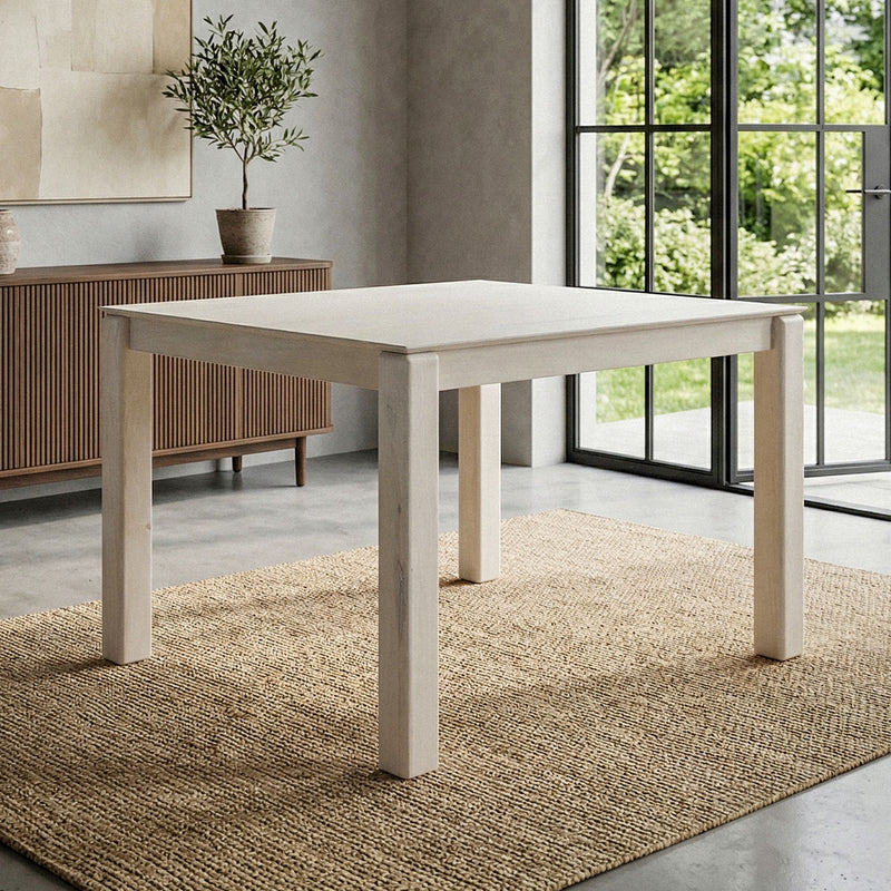 Esstisch Mango Massivholz 80x80 cm White Wash, Wohnling Küchentisch