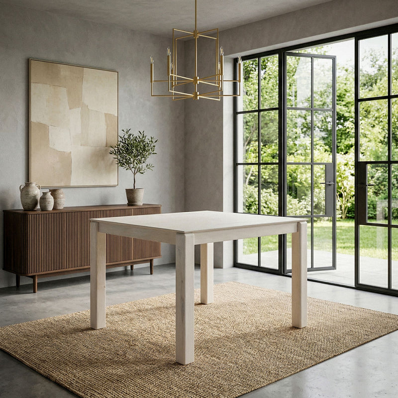 Esstisch Mango Massivholz 80x80 cm White Wash, Wohnling Küchentisch