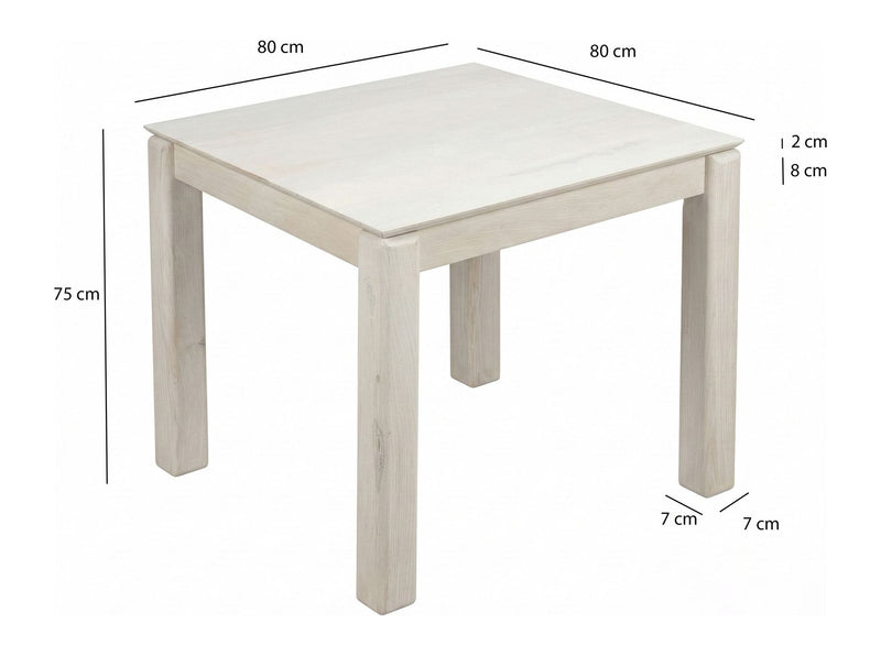 Esstisch Mango Massivholz 80x80 cm White Wash, Wohnling Küchentisch