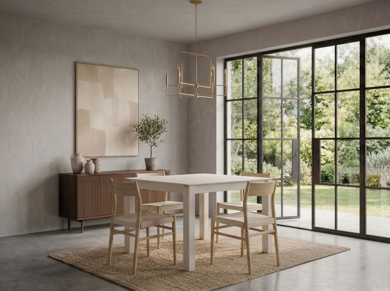 Esstisch Mango Massivholz 80x80 cm White Wash, Wohnling Küchentisch