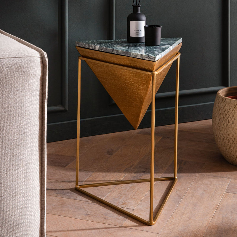 Beistelltisch Marmor Schwarz/Gold mit Metallgestell, 37,5x55 cm