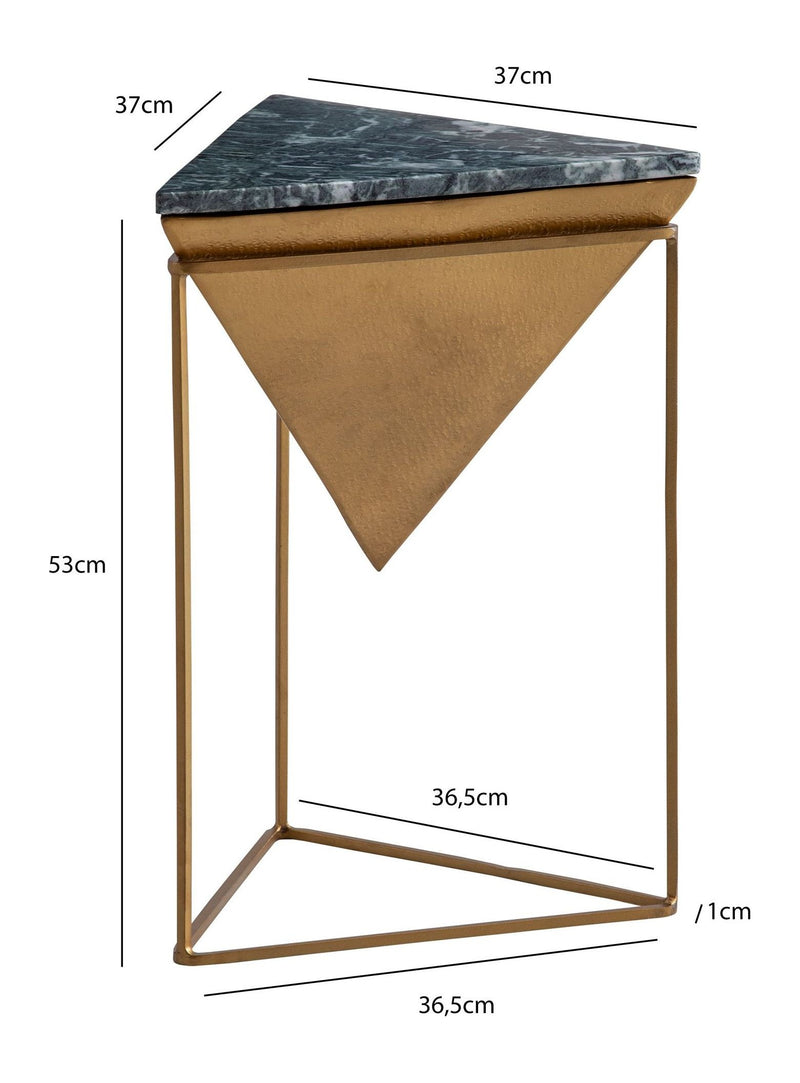 Beistelltisch Marmor Schwarz/Gold mit Metallgestell, 37,5x55 cm