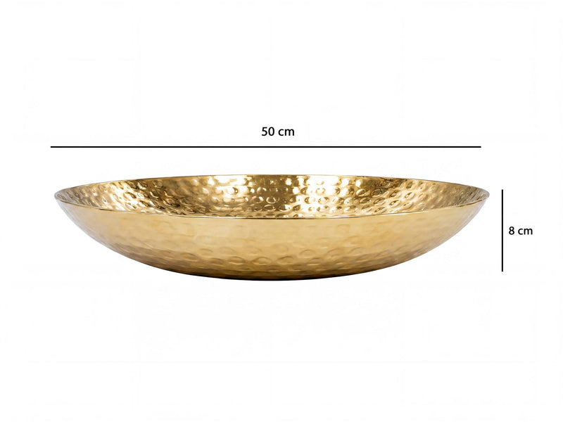 Obstschale Rund Gold 50 cm Aluminium Hammerschlag Tischdeko Handmade