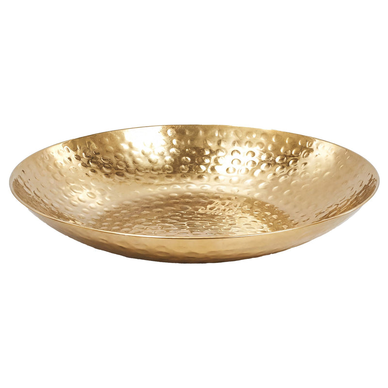 Obstschale Gold Rund aus Aluminium im Hammerschlag-Design, 36 cm Ø