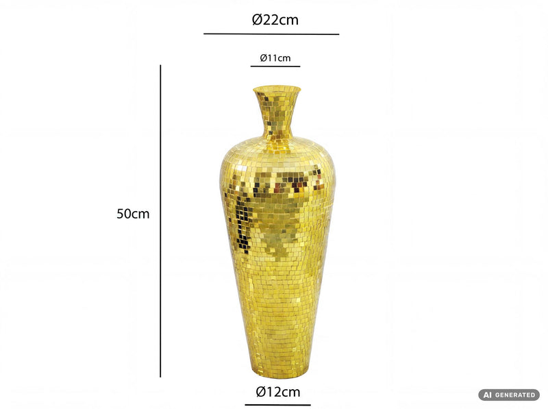 Bodenvase Aluminium Gold im Discokugel-Design, 50 cm hoch von Wohnling