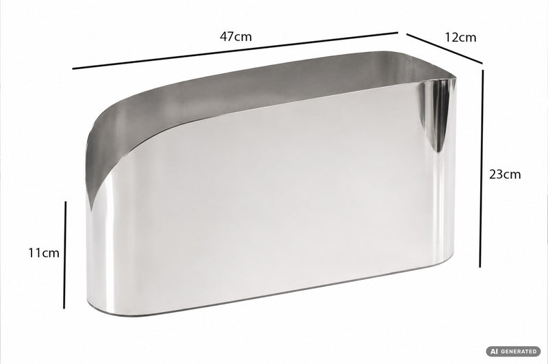 Flaschenkühler Silber 47 cm, ovaler Wein- & Sektkühler Stahl Handmade