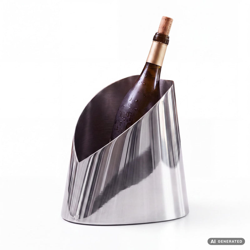 Flaschenkühler Oval Silber 24,5 cm - Wein- & Sektkühler aus Stahl