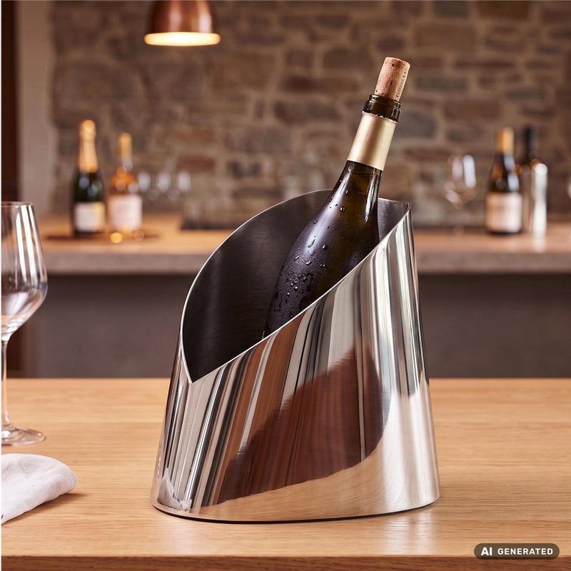 Flaschenkühler Oval Silber 24,5 cm - Wein- & Sektkühler aus Stahl