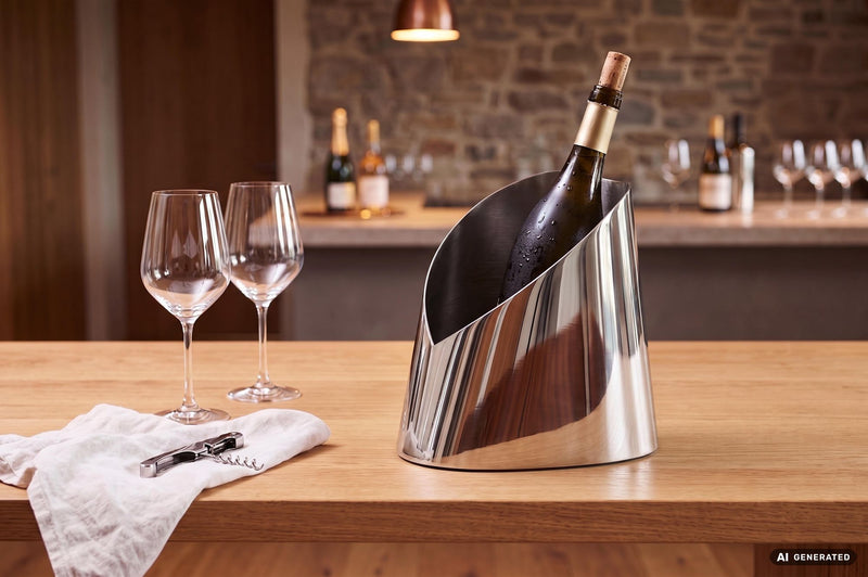 Flaschenkühler Oval Silber 24,5 cm - Wein- & Sektkühler aus Stahl