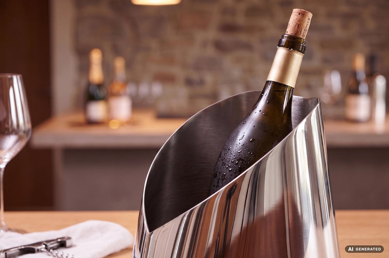 Flaschenkühler Oval Silber 24,5 cm - Wein- & Sektkühler aus Stahl