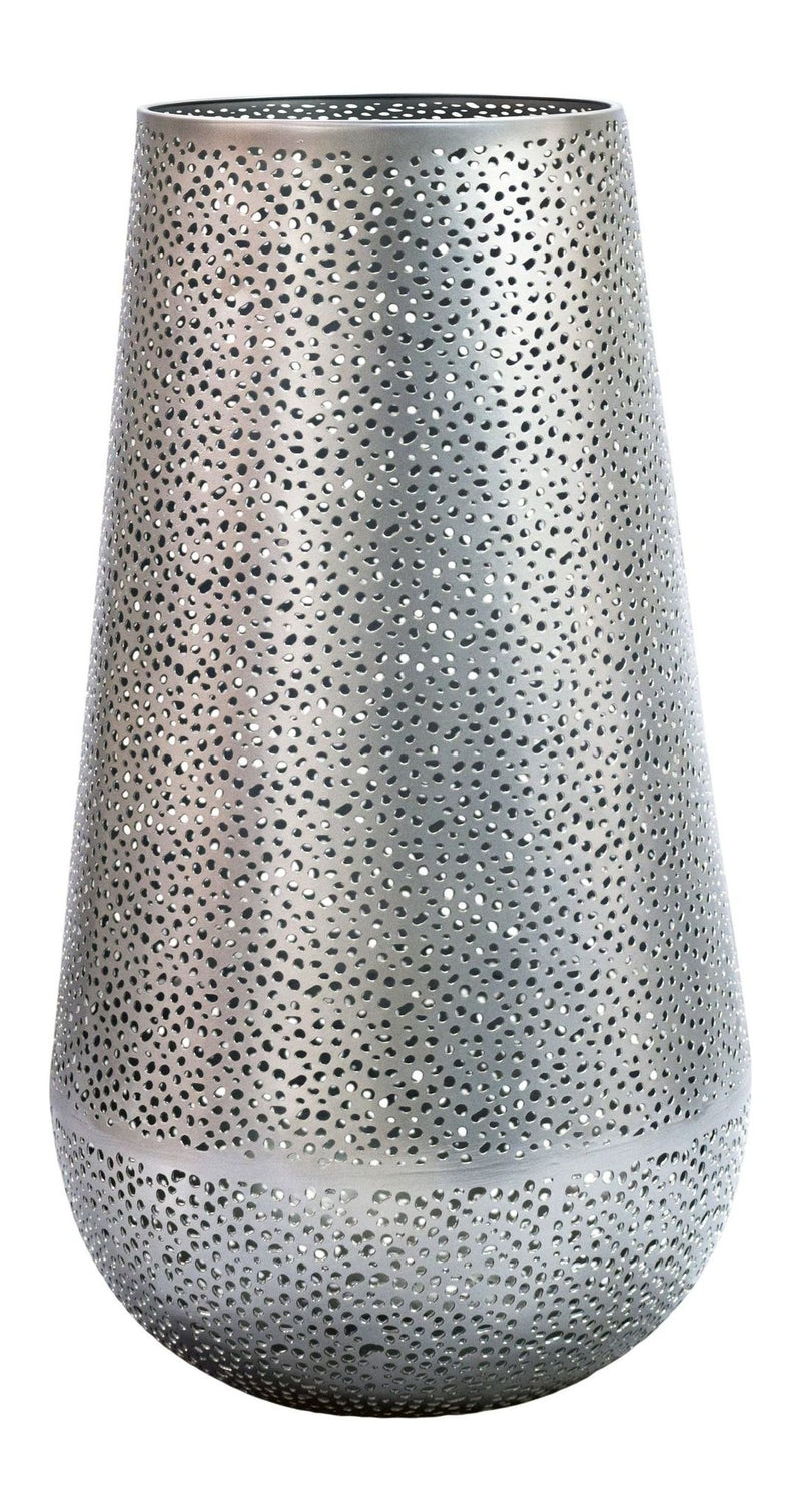 Bodenvase Metall 47 cm Silber, handgefertigte Standvase Wohnzimmer