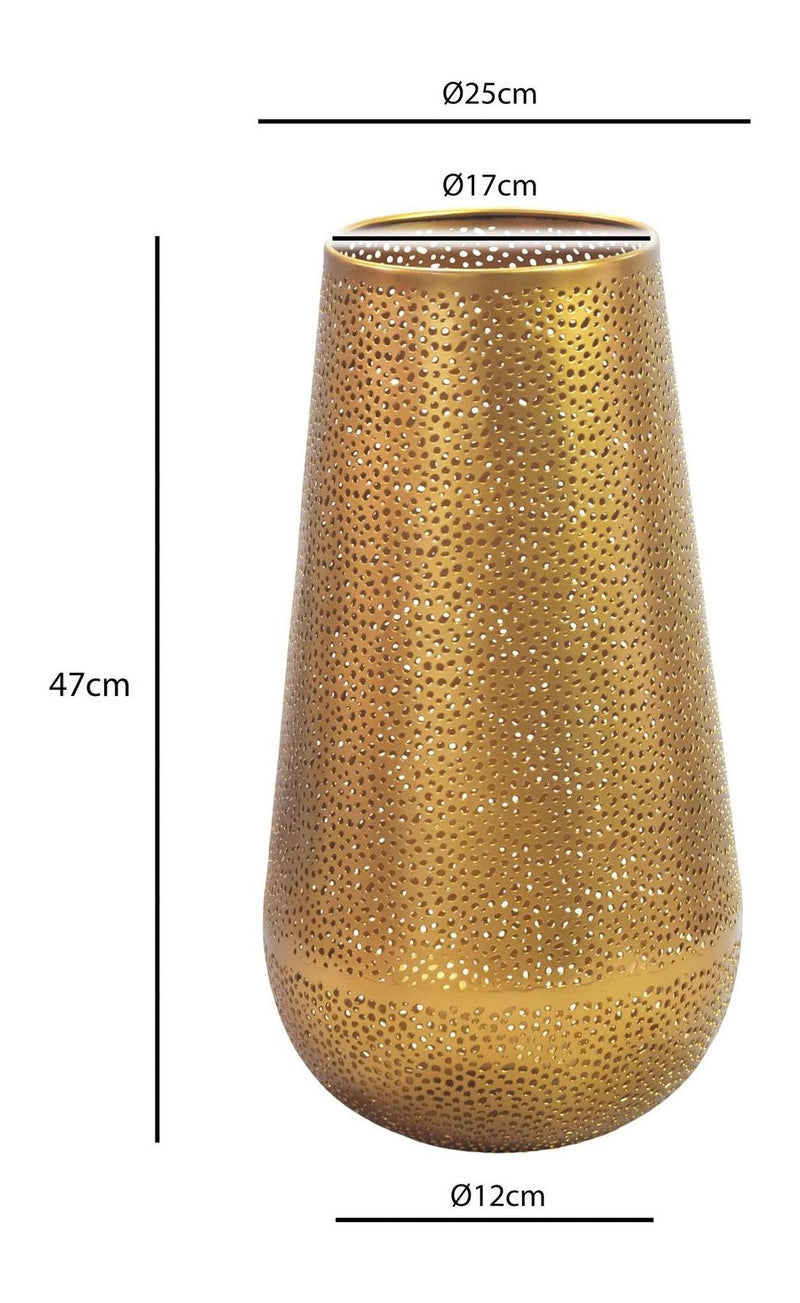 Bodenvase Gold 47 cm aus massivem Eisen für Trockenblumen und Wohndeko