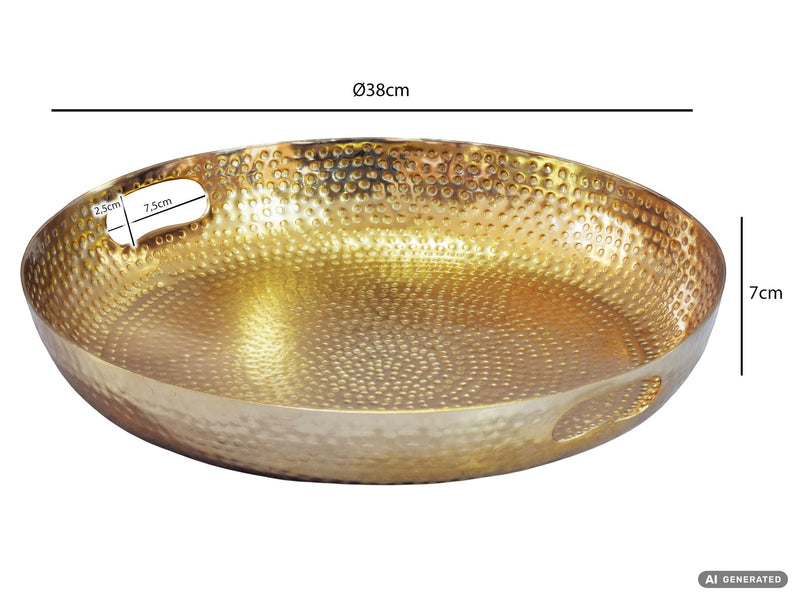 Obstschale Gold 38 cm – Deko-Schale aus Aluminium im Hammerschlag-Look