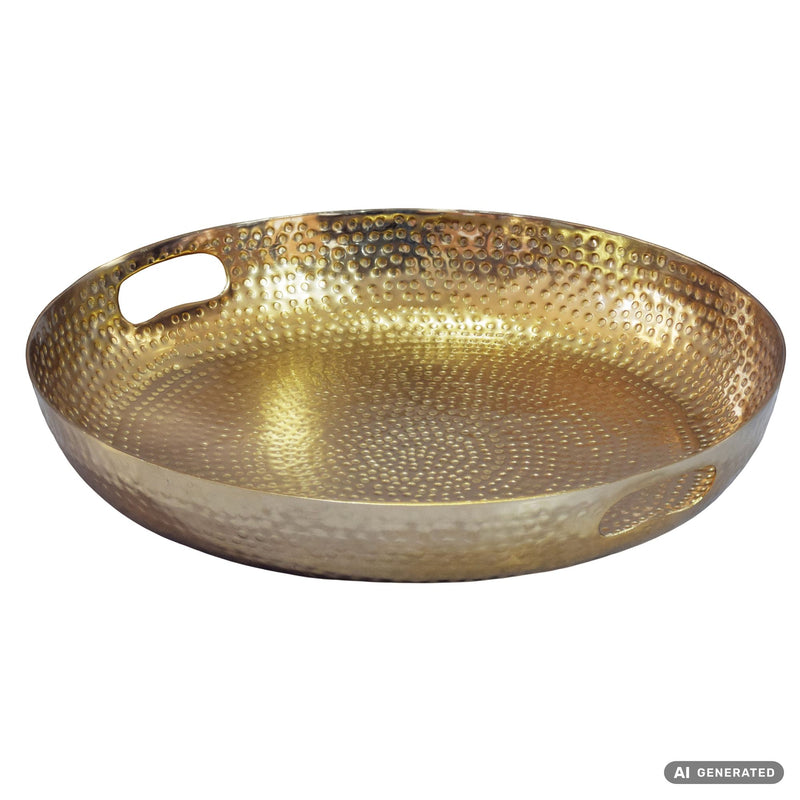 Obstschale Gold 38 cm – Deko-Schale aus Aluminium im Hammerschlag-Look