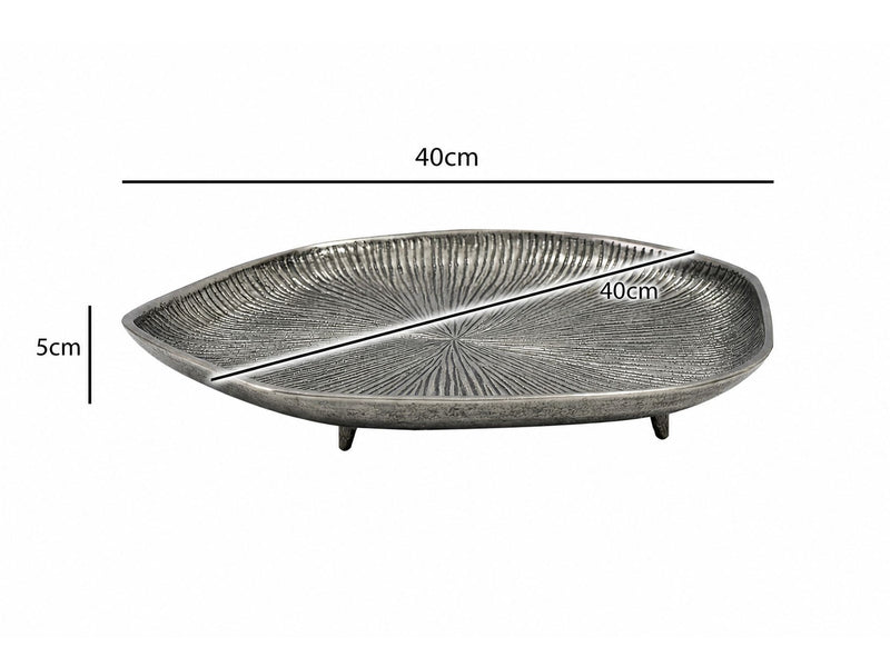 Dekoschale Silber 40 cm Aluminium mit Raw Finish, Wohnling
