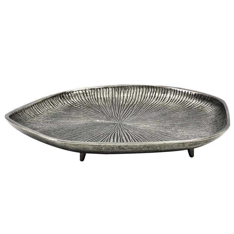 Dekoschale Silber 40 cm Aluminium mit Raw Finish, Wohnling