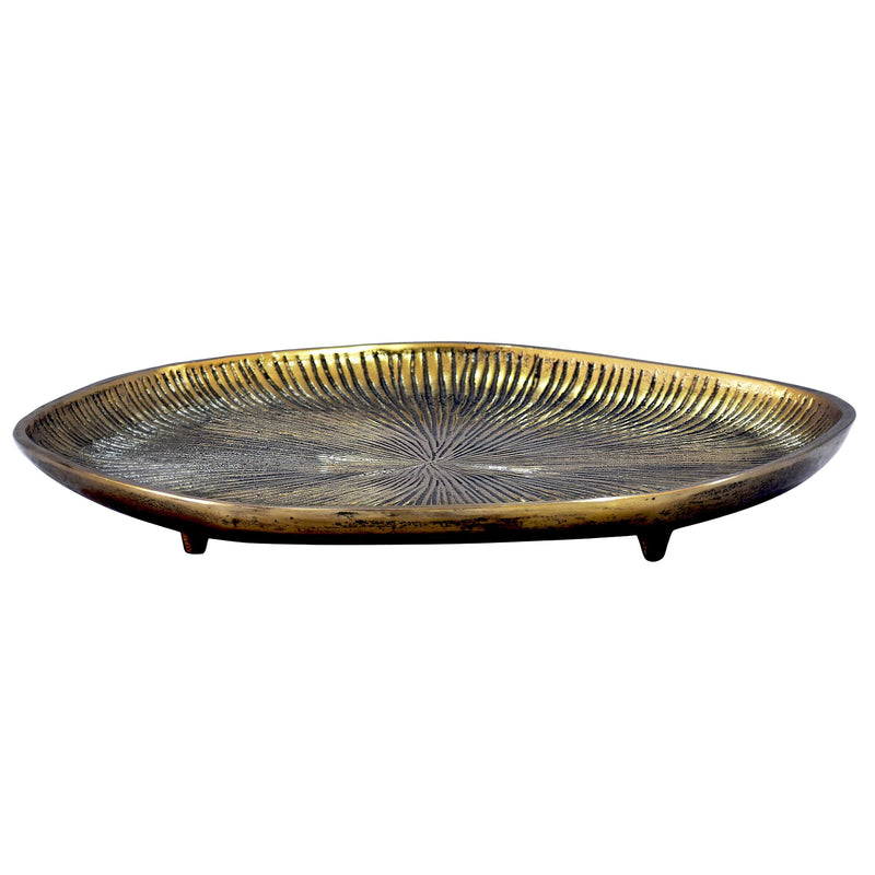 Dekoschale Gold Aluminium 40 cm, organisches Design mit Standfüßen