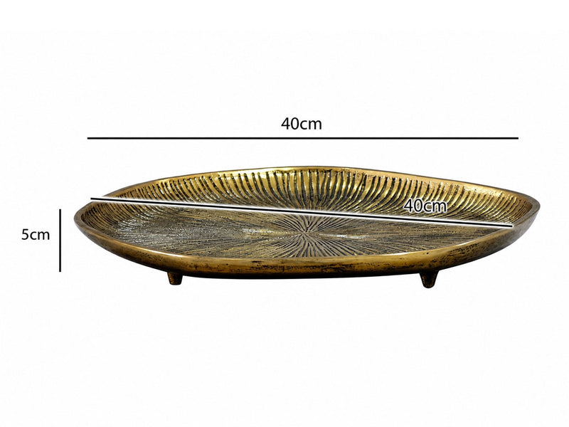 Dekoschale Gold Aluminium 40 cm, organisches Design mit Standfüßen