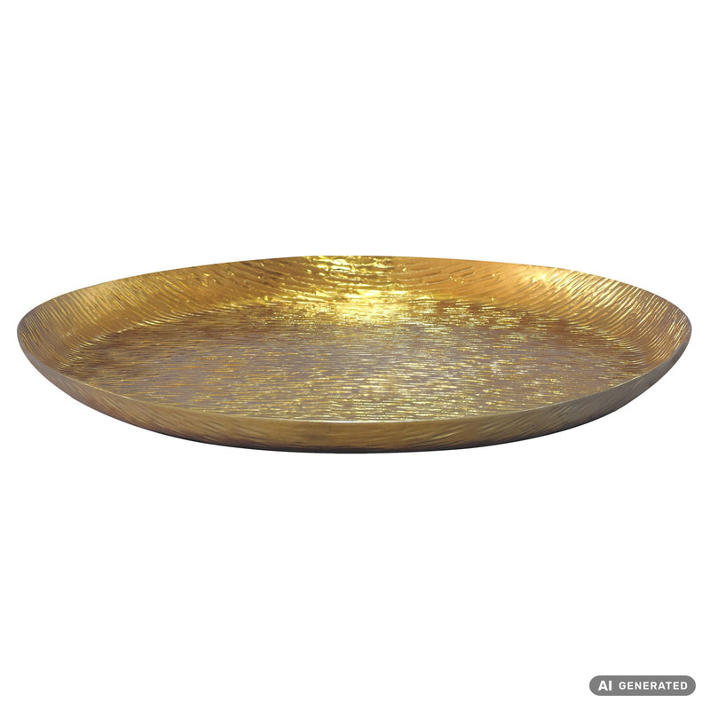 Dekoschale Gold Aluminium 50 cm rund, Handmade Schmuckschale für Tisch