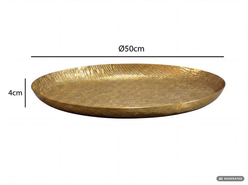 Dekoschale Gold Aluminium 50 cm rund, Handmade Schmuckschale für Tisch