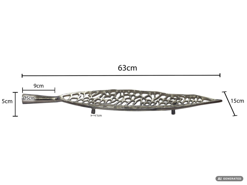 Dekoschale Blatt Wohnling Silber 63 cm Aluminium für Flur & Wohnzimmer