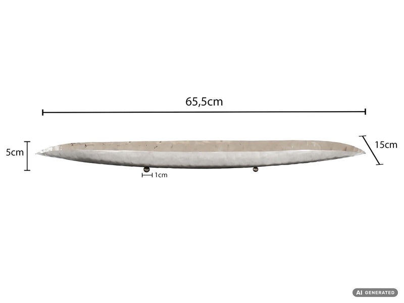 Dekoschale Oval Silber 65,5 cm aus Stahl, Wohnling Tischdeko
