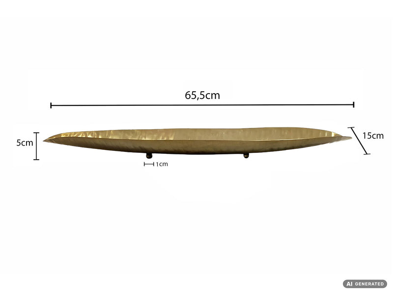 Dekoschale Gold Oval 65,5 cm mit Standbeinen für Wohnzimmer & Flur